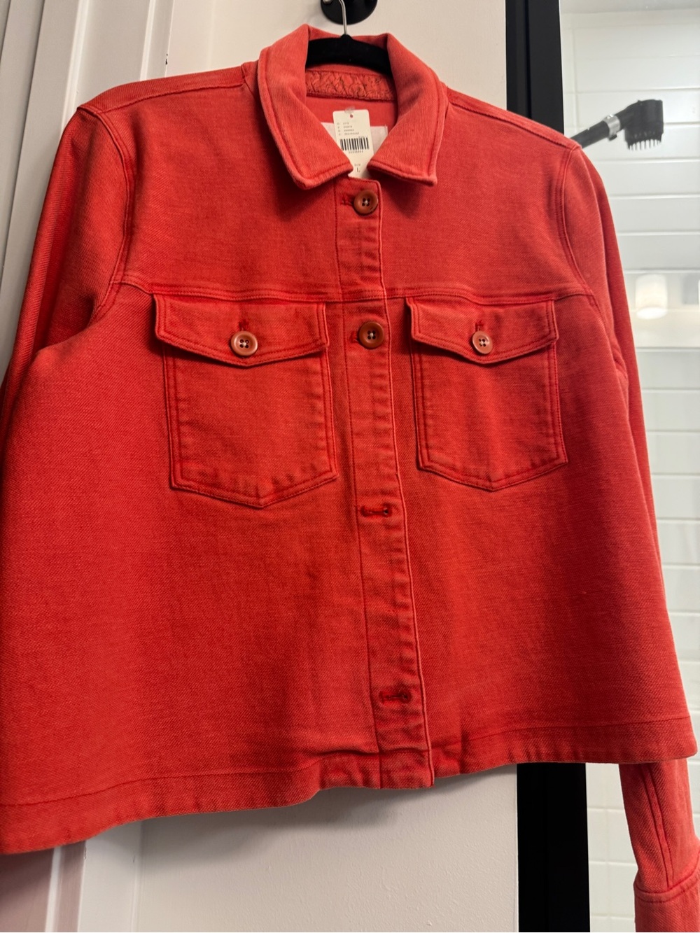 Anthropologie Coral Pink Button-Front Jacket - Picture 5 of 6